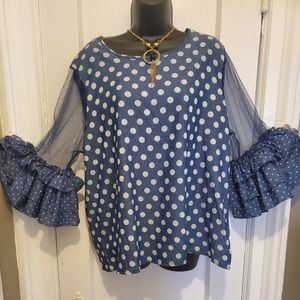 Frill polka dot blouse